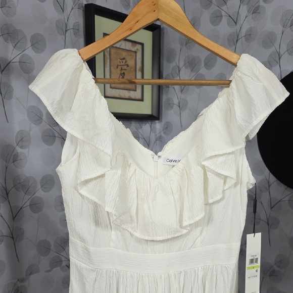 Calvin Klein Ruffle V-Neck Tiered Mini Dress - Picture 4 of 8